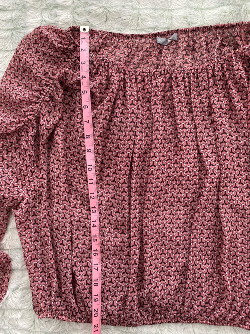 Octavia Pink Geometric Print Long-Sleeve Blouse — Small - Picture 3 of 7